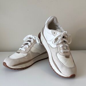 MADEWELL Women's Kickoff Trainer Sneakers Neutral Cream Leather 8.5 EUC